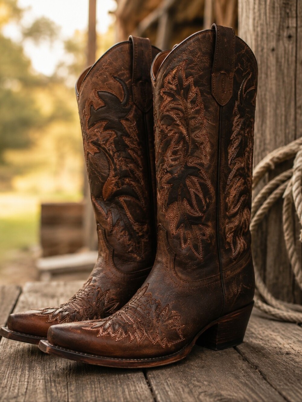 Circle G by Corral Brown Leather Snip Toe Embroidered Western Cowboy Boots 7